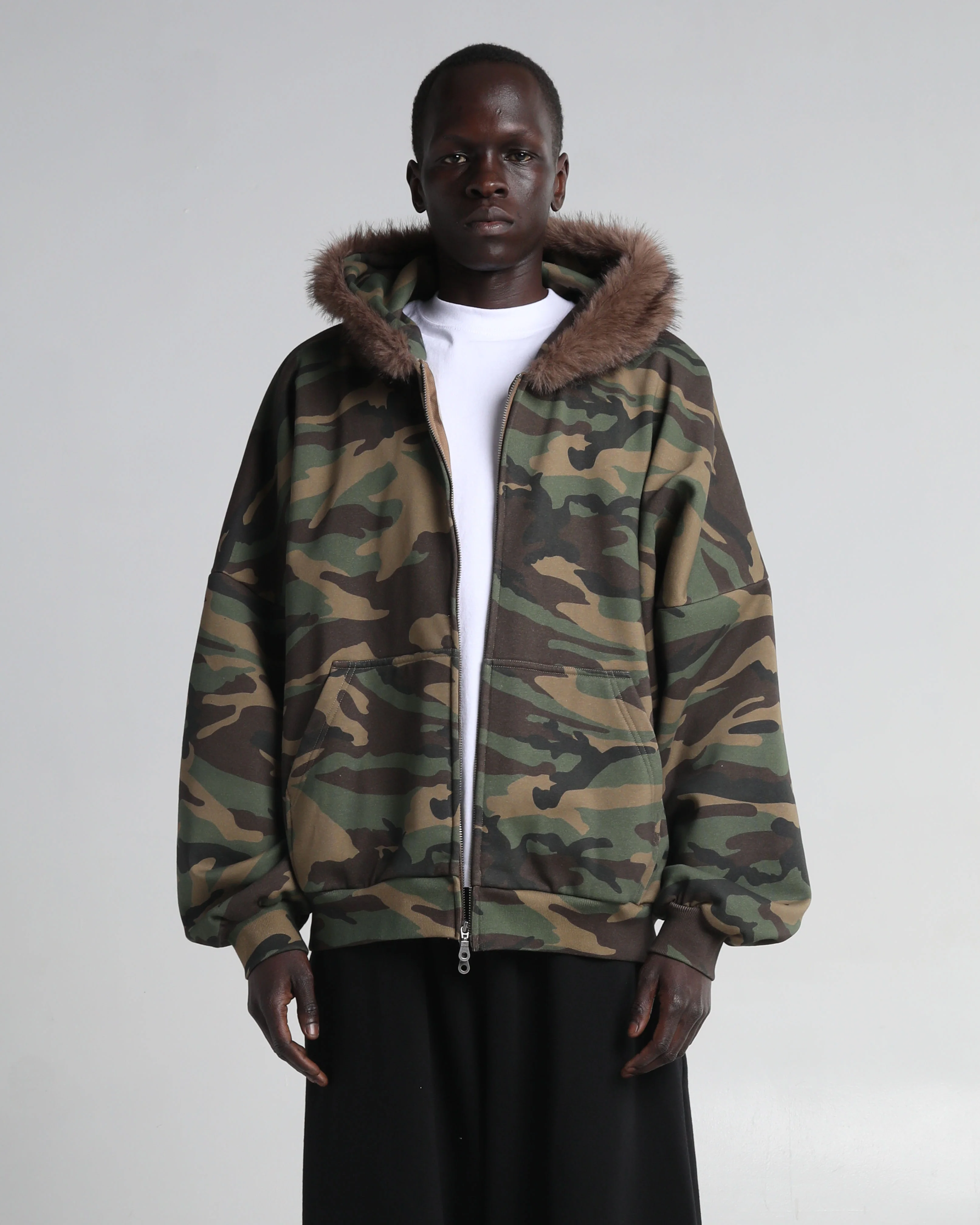 Fur Hooded Fleece Zip-Up - Image 2
