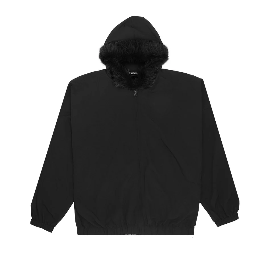 Fur Hooded Nylon Track Jacket - Image 14