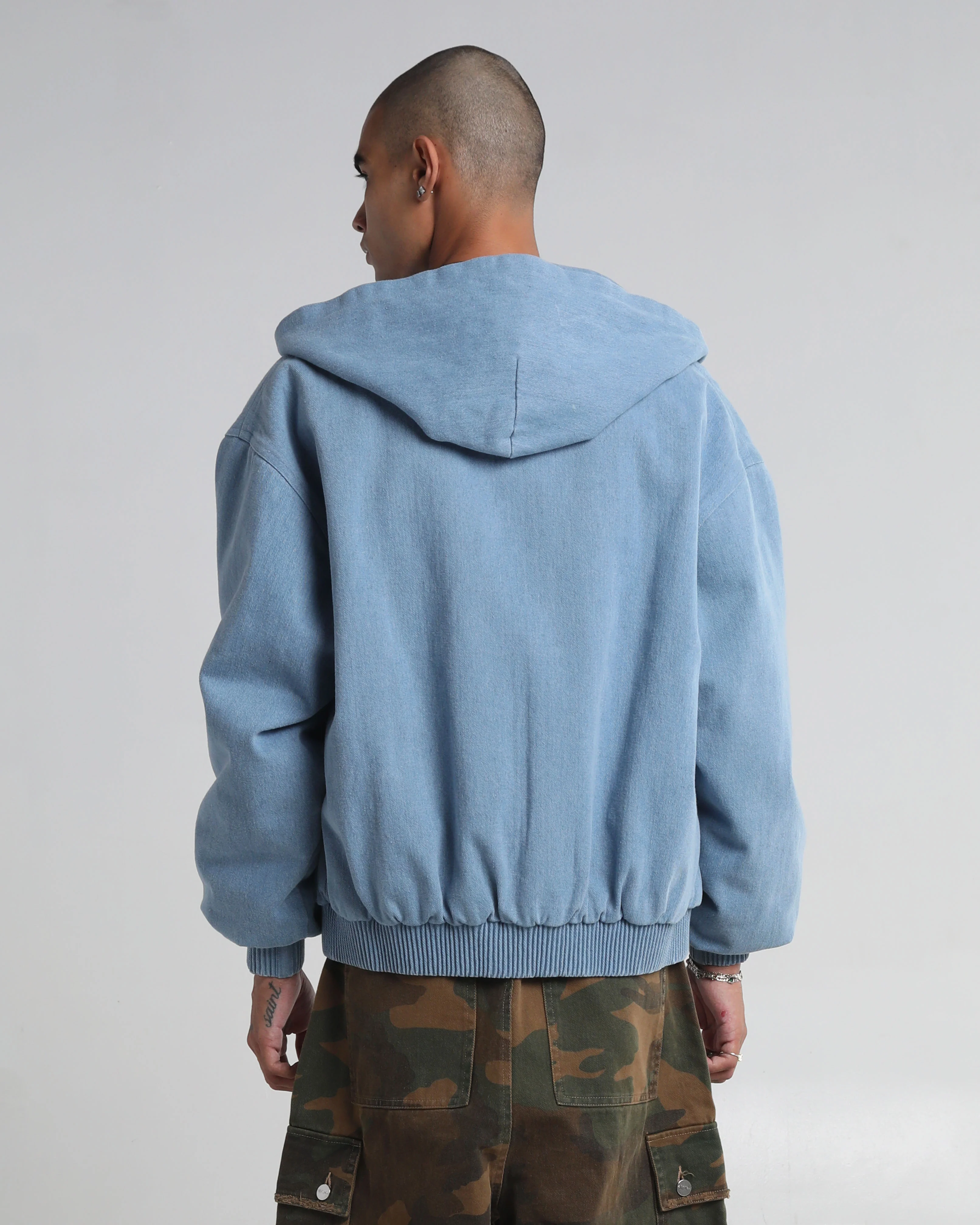 Hooded Denim Bomber - Image 9