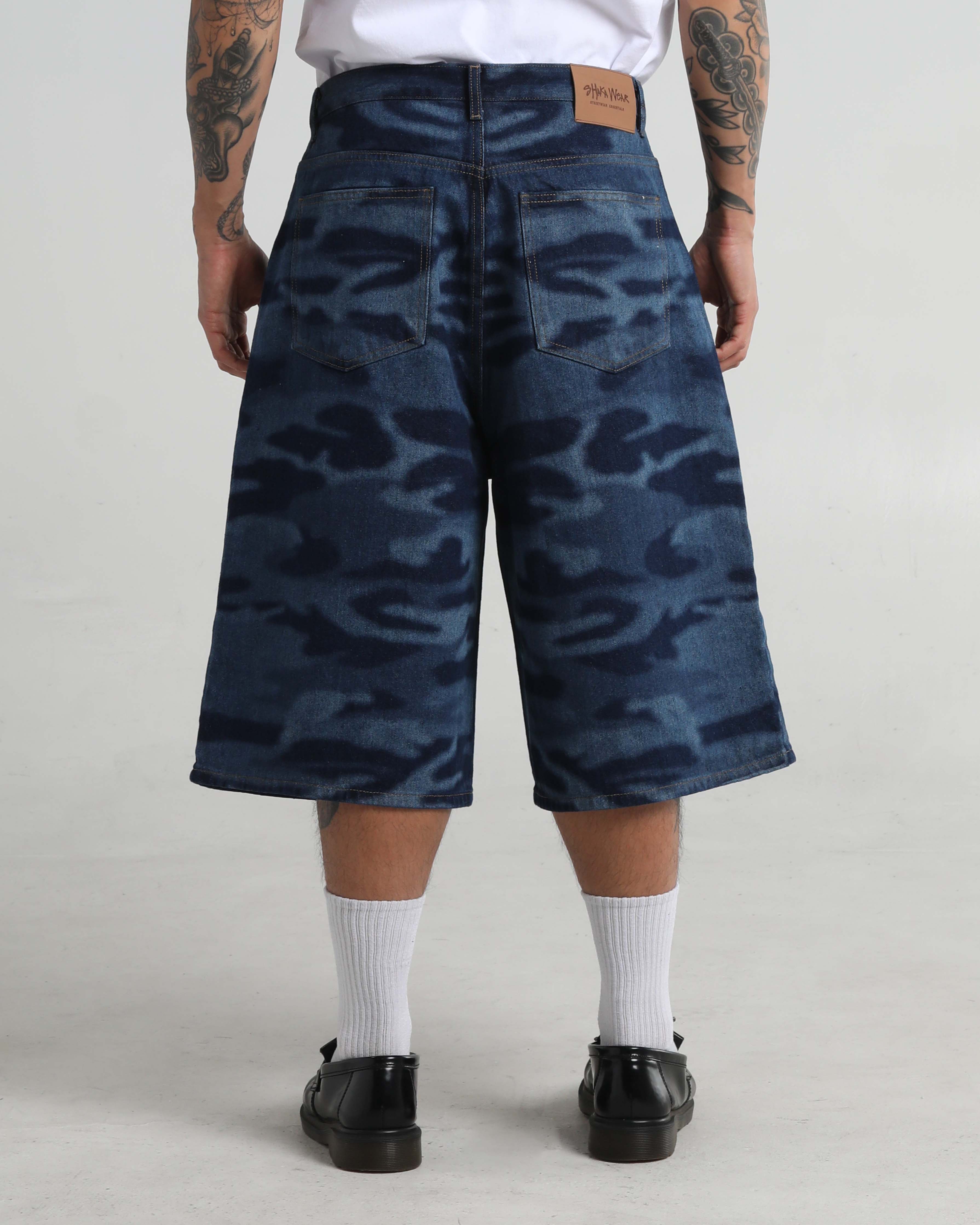 Lasered Camo Denim Shorts - Image 3