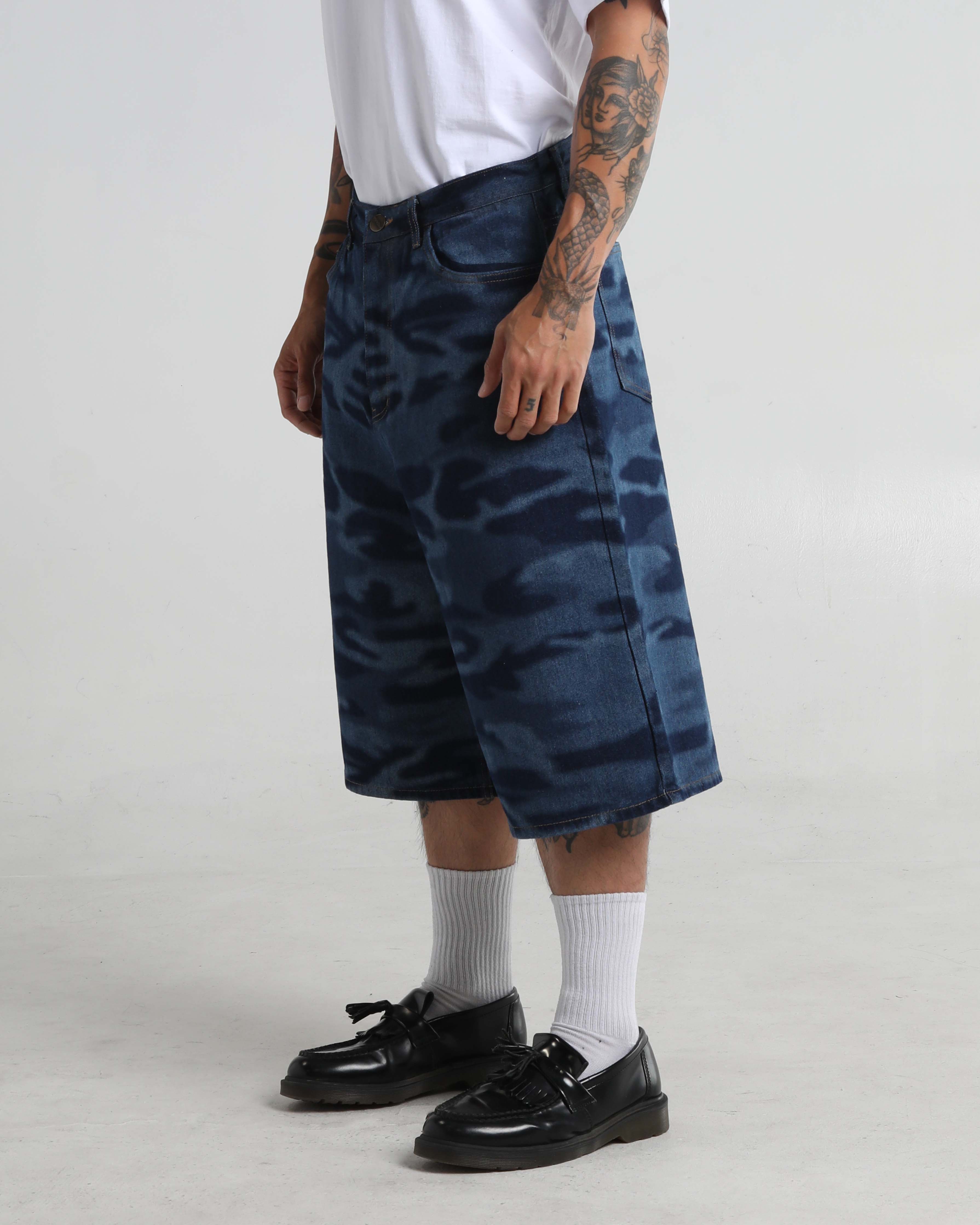 Lasered Camo Denim Shorts - Image 5